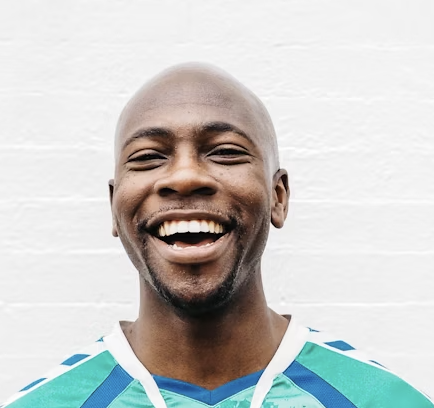 Smiling bald man portrait