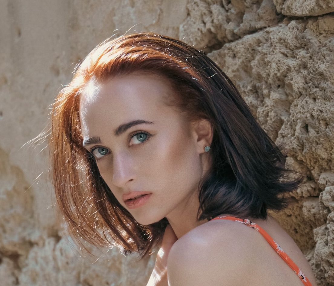 Red-haired woman close-up